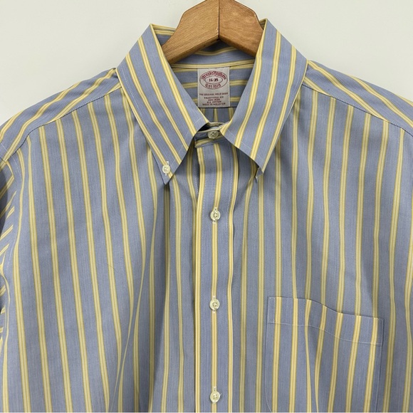 Brooks Brothers Other - Brooks Brothers Dress Shirt Men’s 16 Button-Down Long Sleeve Striped Blue Yellow